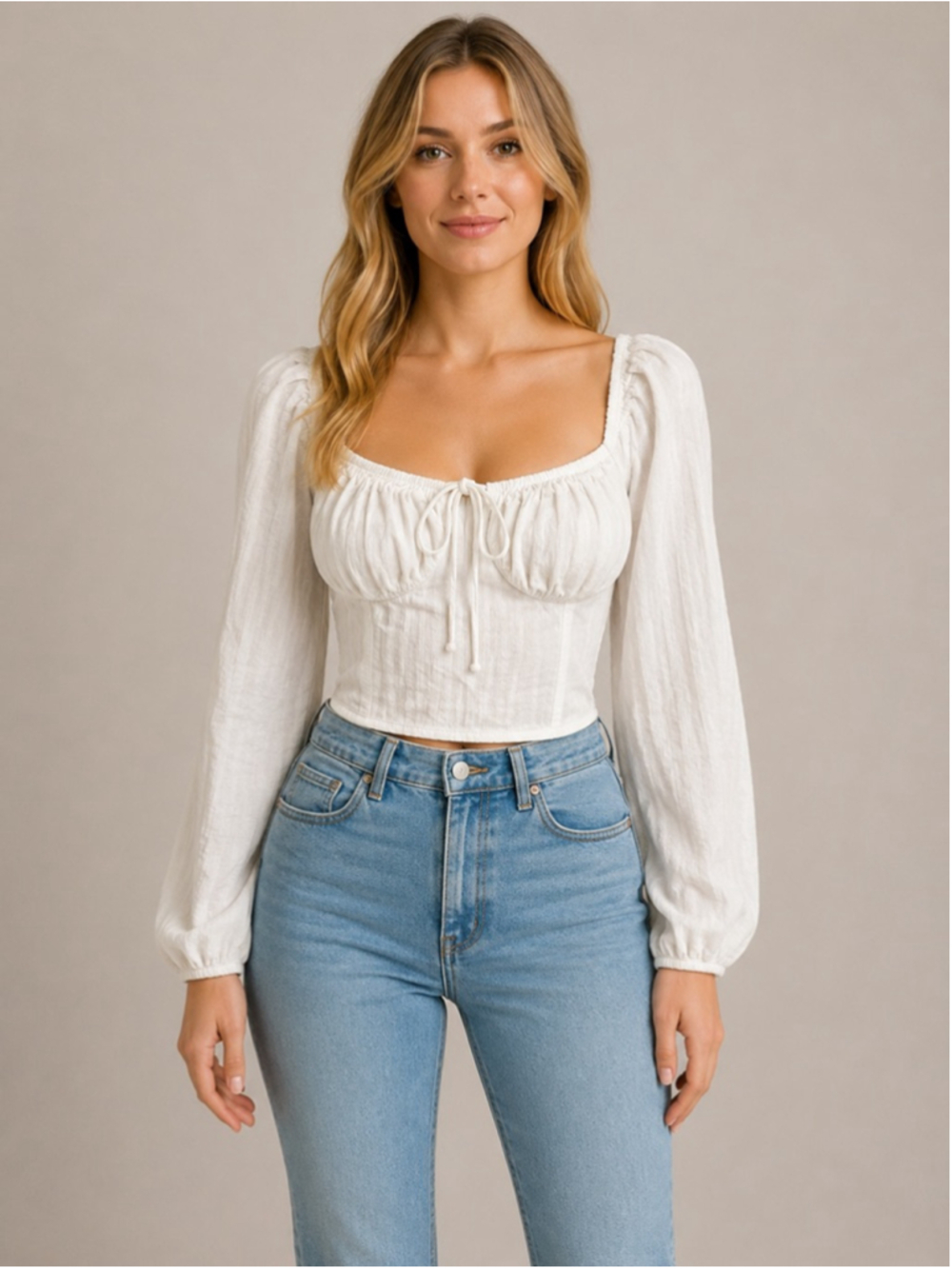 American Eagle, Smocked White Crop Top, Size Small